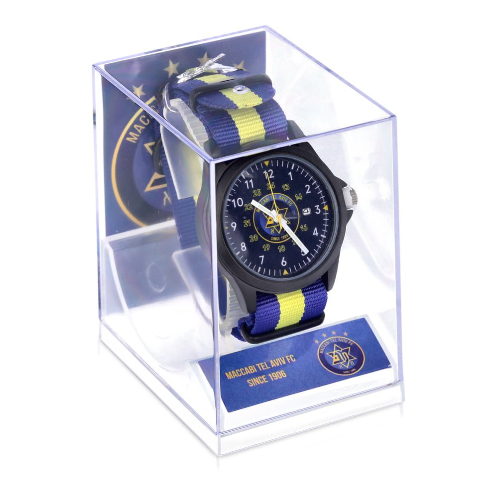Maccabi metal watch with fabric strap
